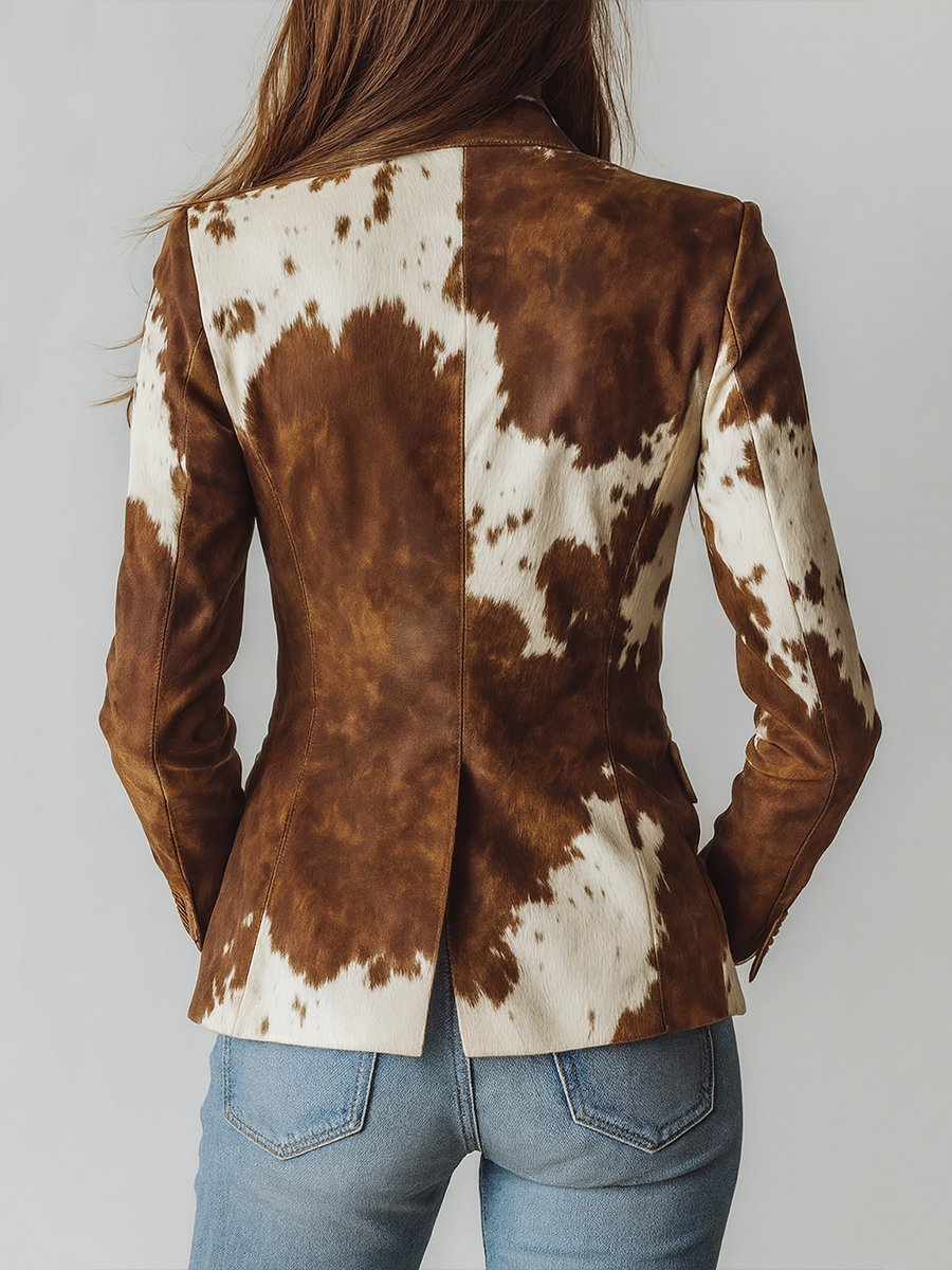 Winifred | Blazer Vintage a Stampa di Mucca