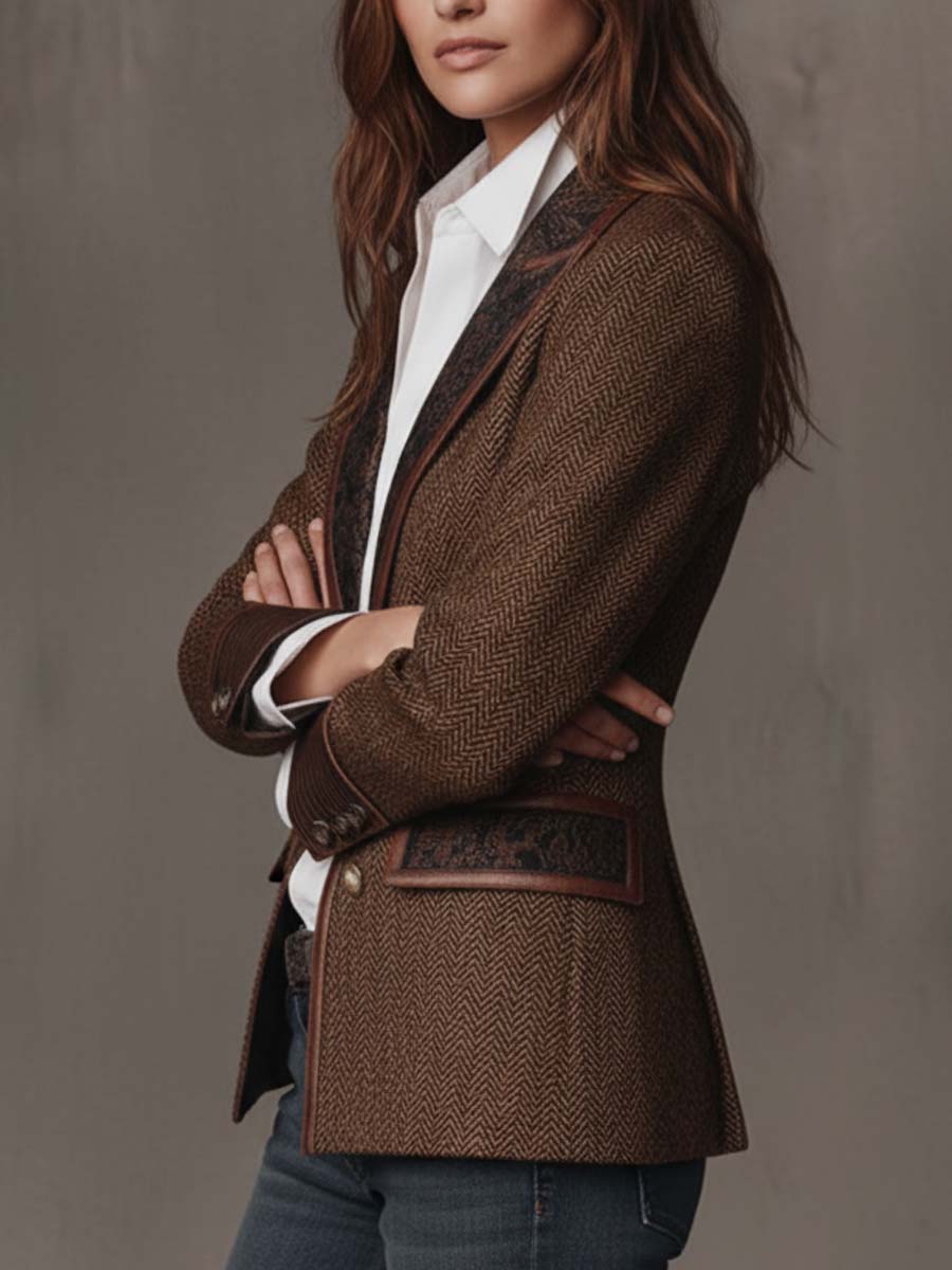 Theodora | Blazer in Pannello a Spina di Pesce