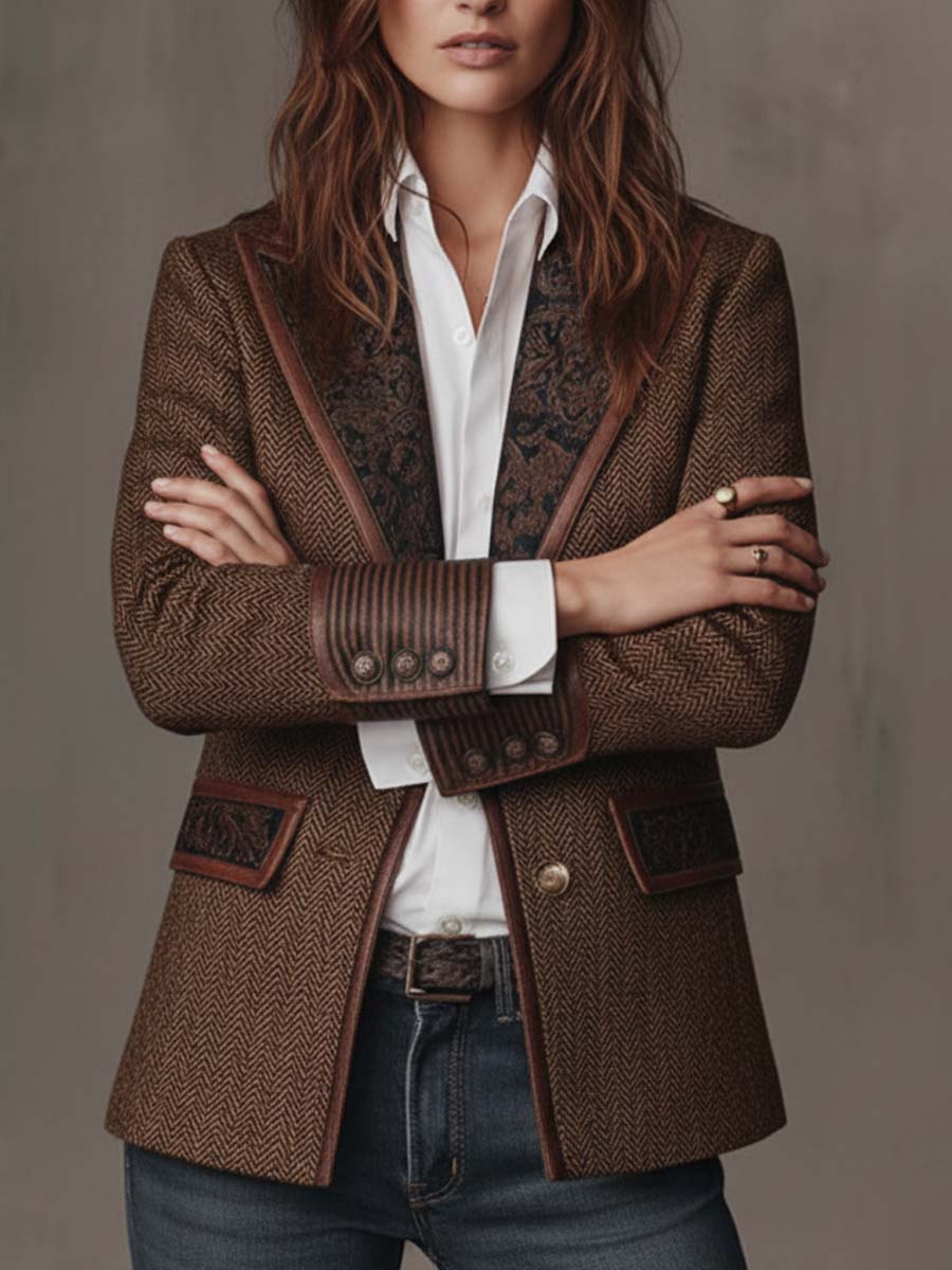 Theodora | Blazer in Pannello a Spina di Pesce
