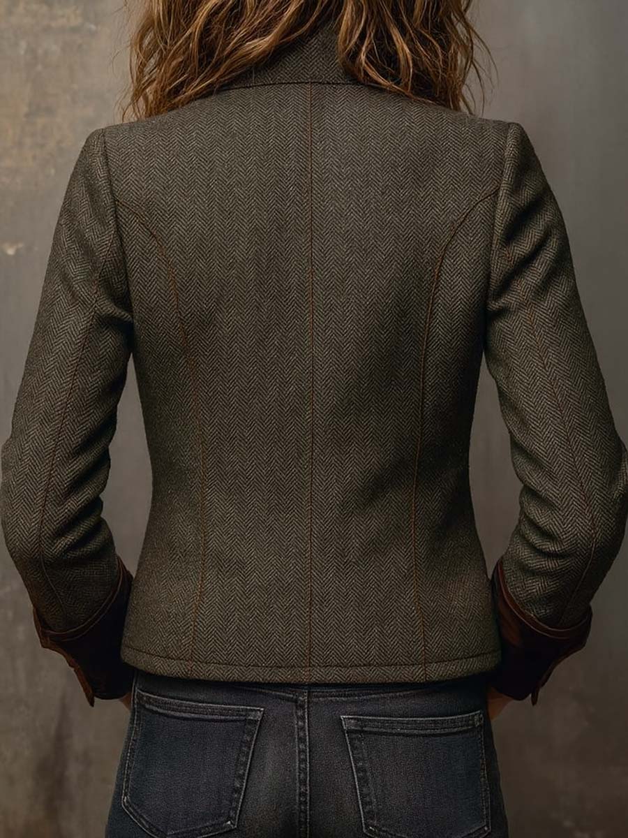 Rowena | Blazer con Bordo a Contrasto a Spina di Pesce