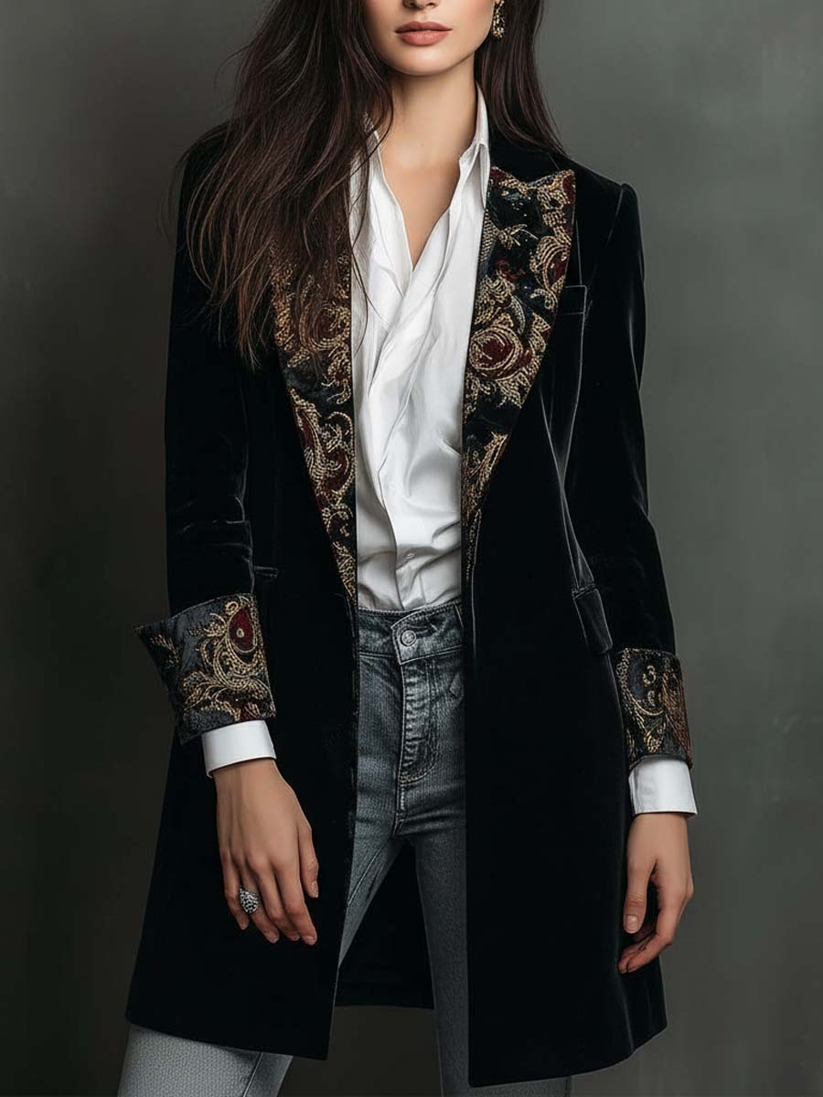 Verity | Blazer Nero Barocco con Rever