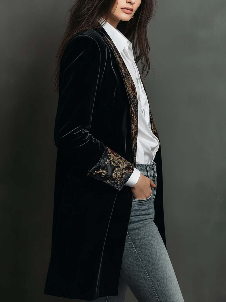 Verity | Blazer Nero Barocco con Rever