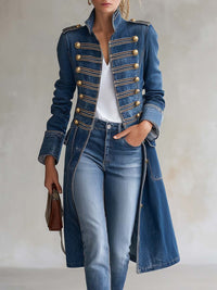 Ginevra | Cappotto in denim con bottoni dorati