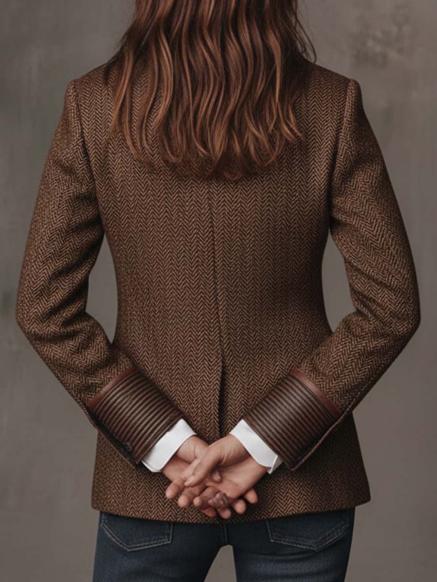 Theodora | Blazer in Pannello a Spina di Pesce
