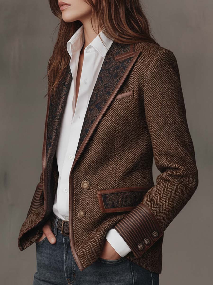 Theodora | Blazer in Pannello a Spina di Pesce