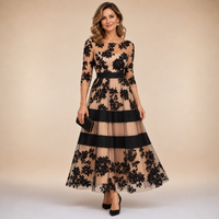 Adeline™ Abito Midi da Sera in Pizzo Floreale