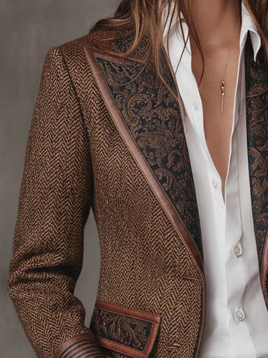 Theodora | Blazer in Pannello a Spina di Pesce