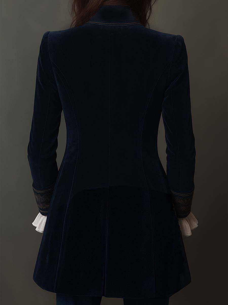 Marguerite | Giacca Longline Ricamata Blu Navy