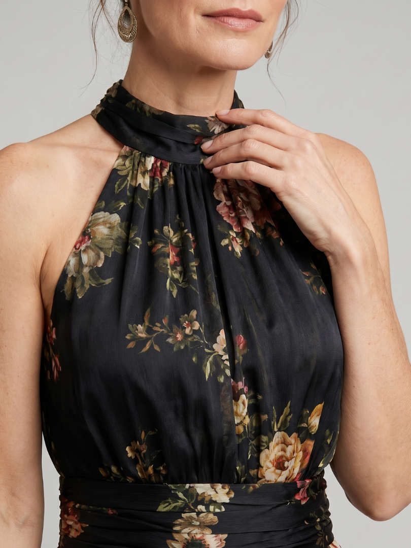 Sior | Abito Midi Floreale con Collo Halter