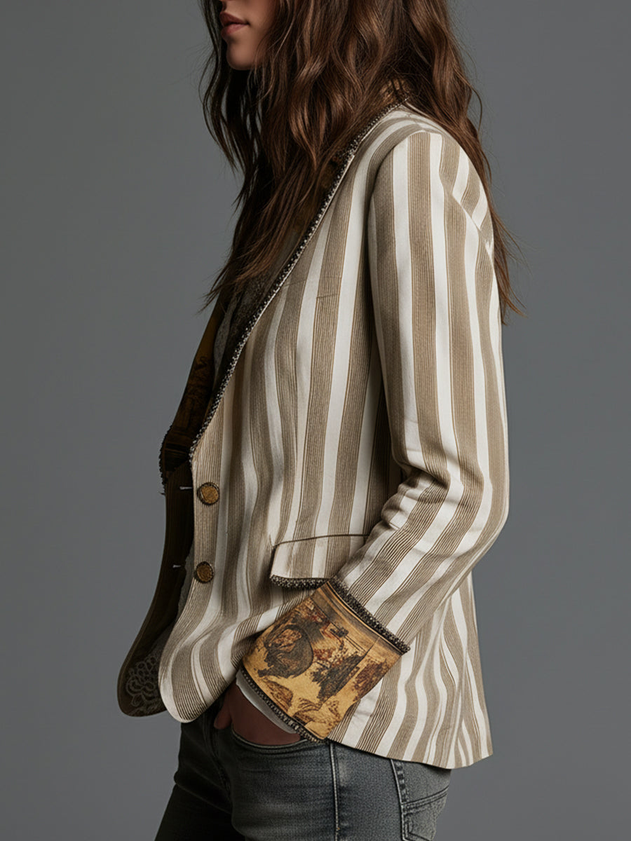 Clementine | Blazer Boho a Righe con Rever
