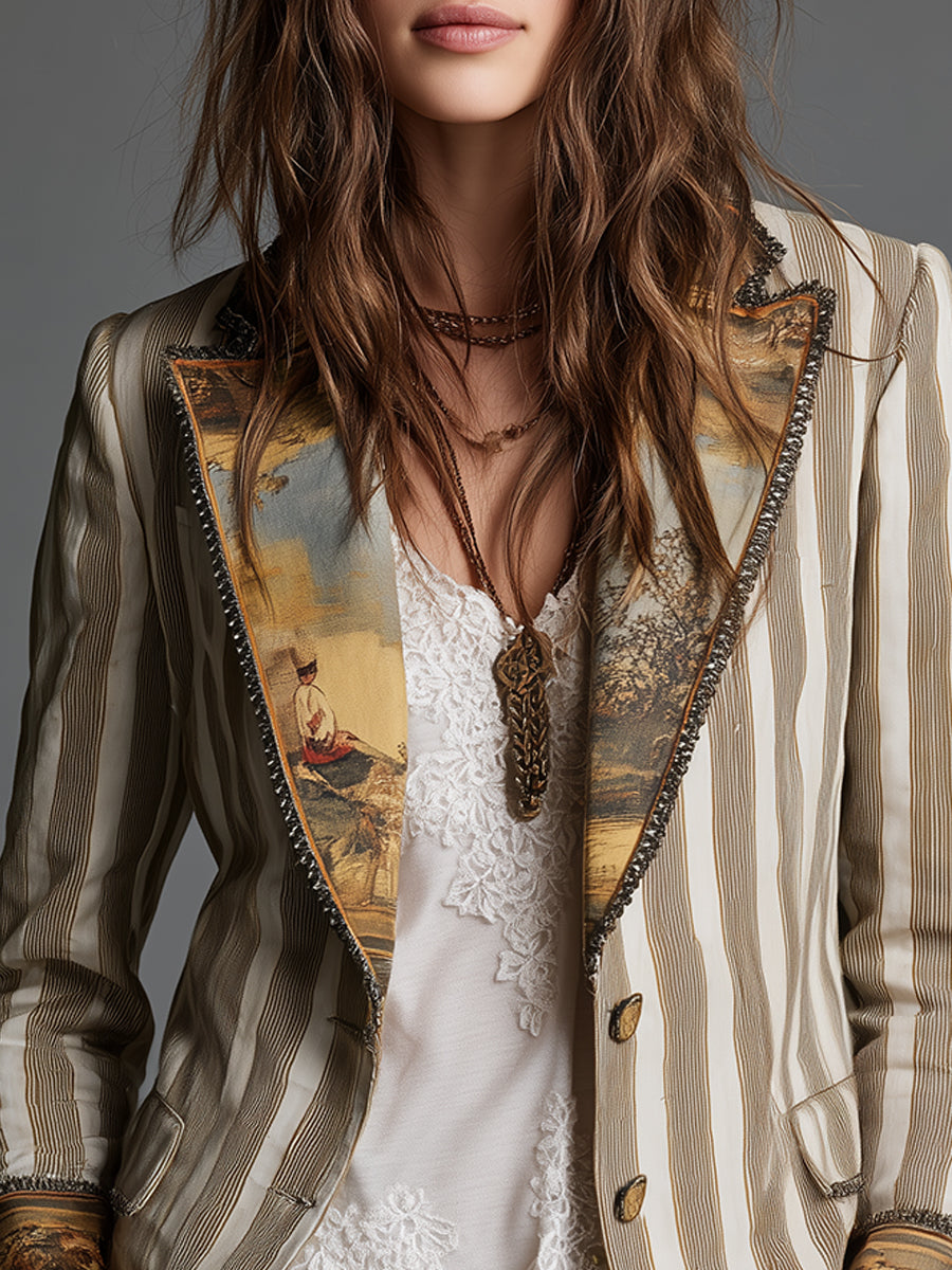 Clementine | Blazer Boho a Righe con Rever
