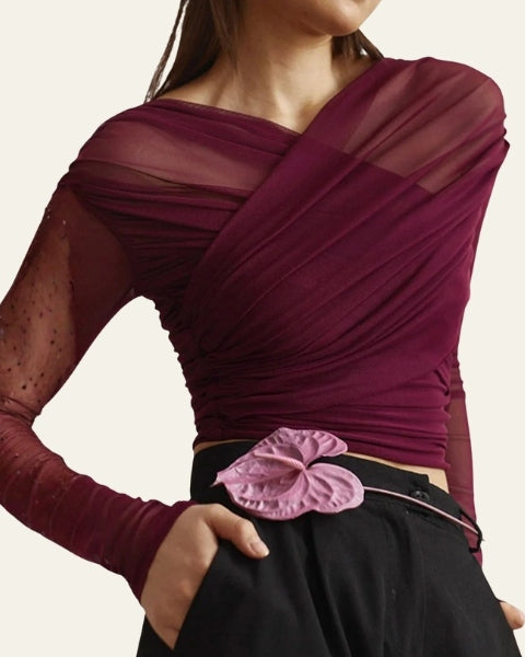 Top Donna Avvolgente in Mesh