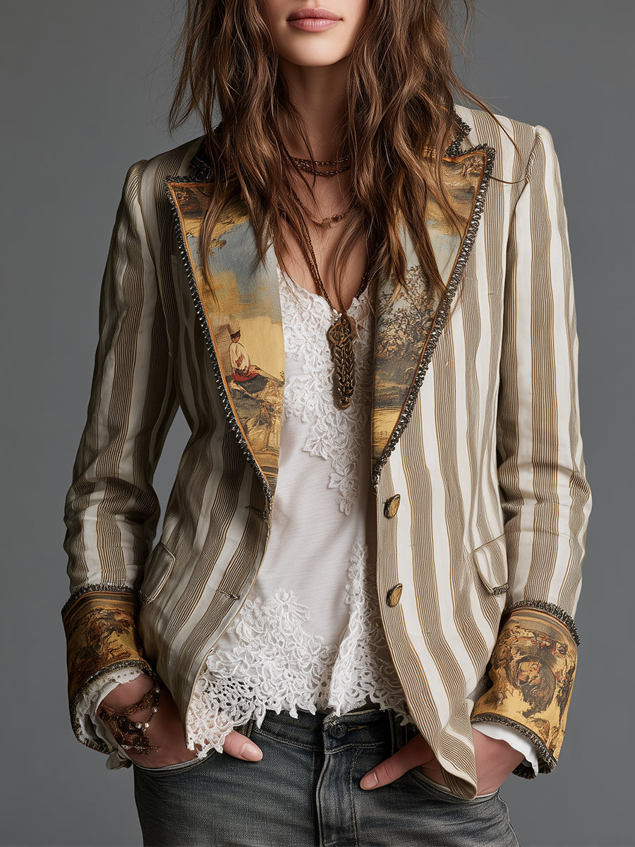 Clementine | Blazer Boho a Righe con Rever