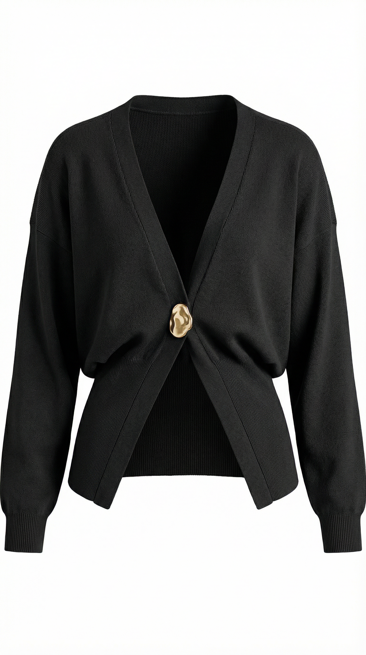Cardigan Donna Scollo a V Profondo con Bottone Dorato