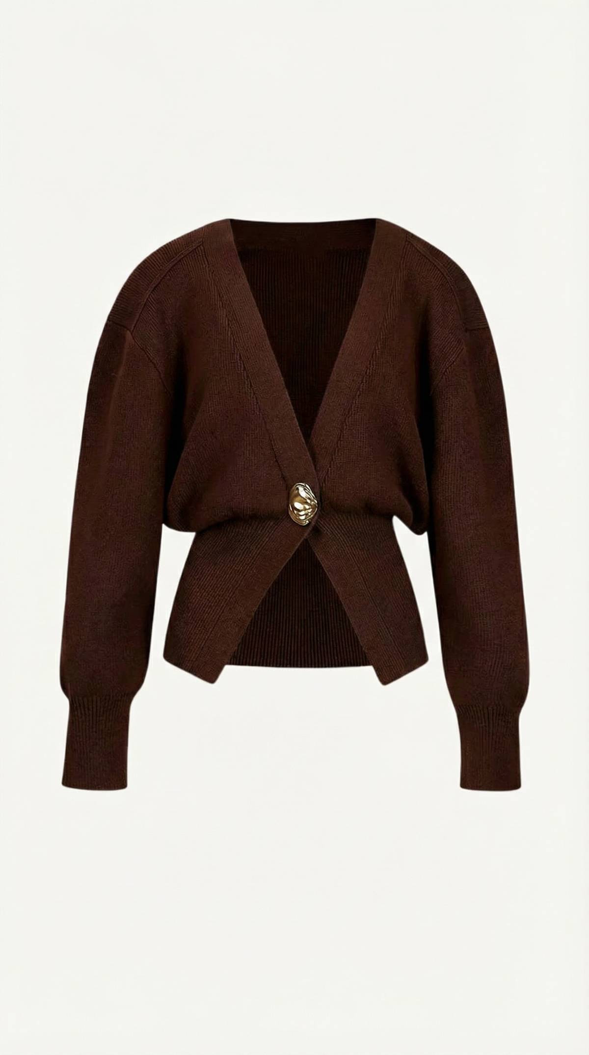 Cardigan Donna Scollo a V Profondo con Bottone Dorato