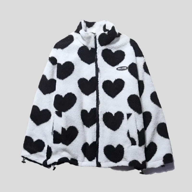 Caterina | Cappotto in Pelliccia con Cuori Multicolore