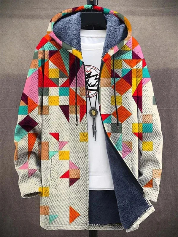 Mosaico | Cappotto con stampa geometrica multicolore