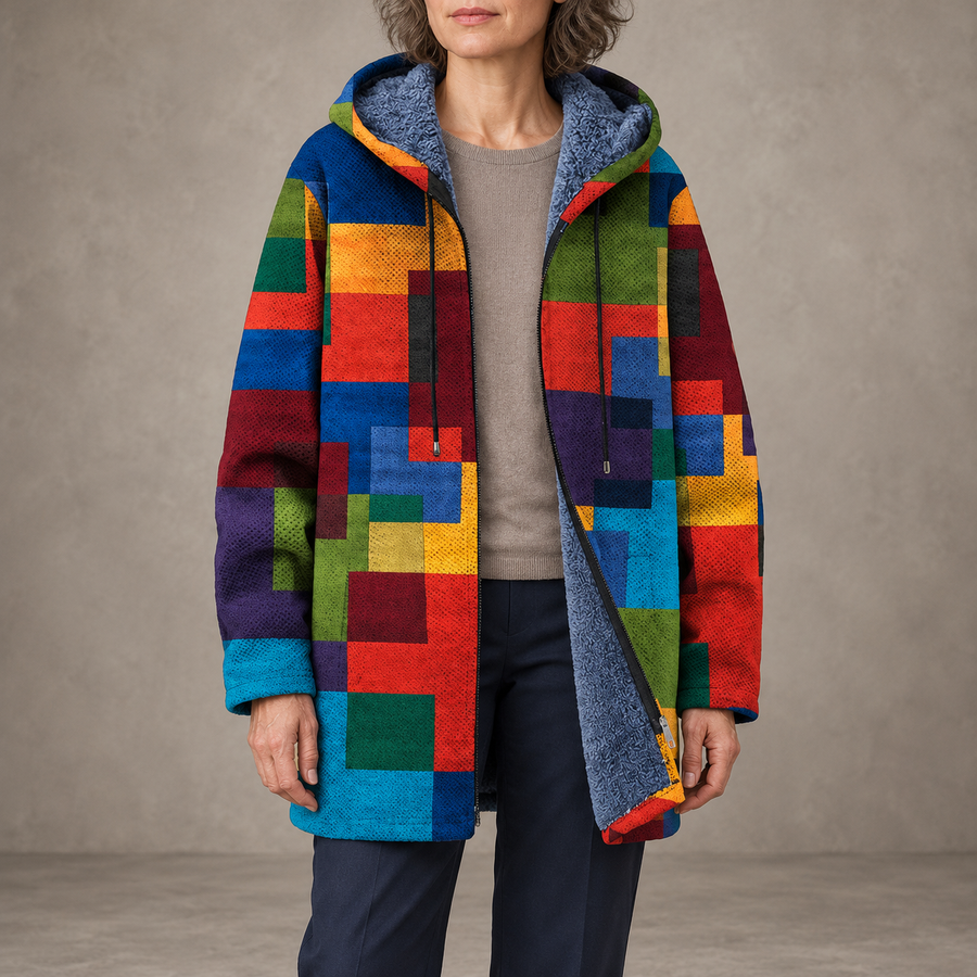 Prisma | Cappotto con cappuccio multicolore
