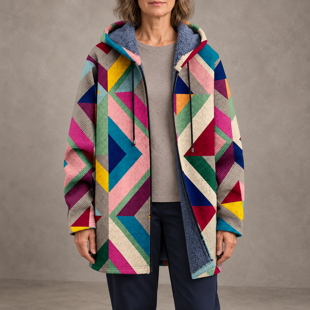 Iris | Cappotto con fantasia geometrica