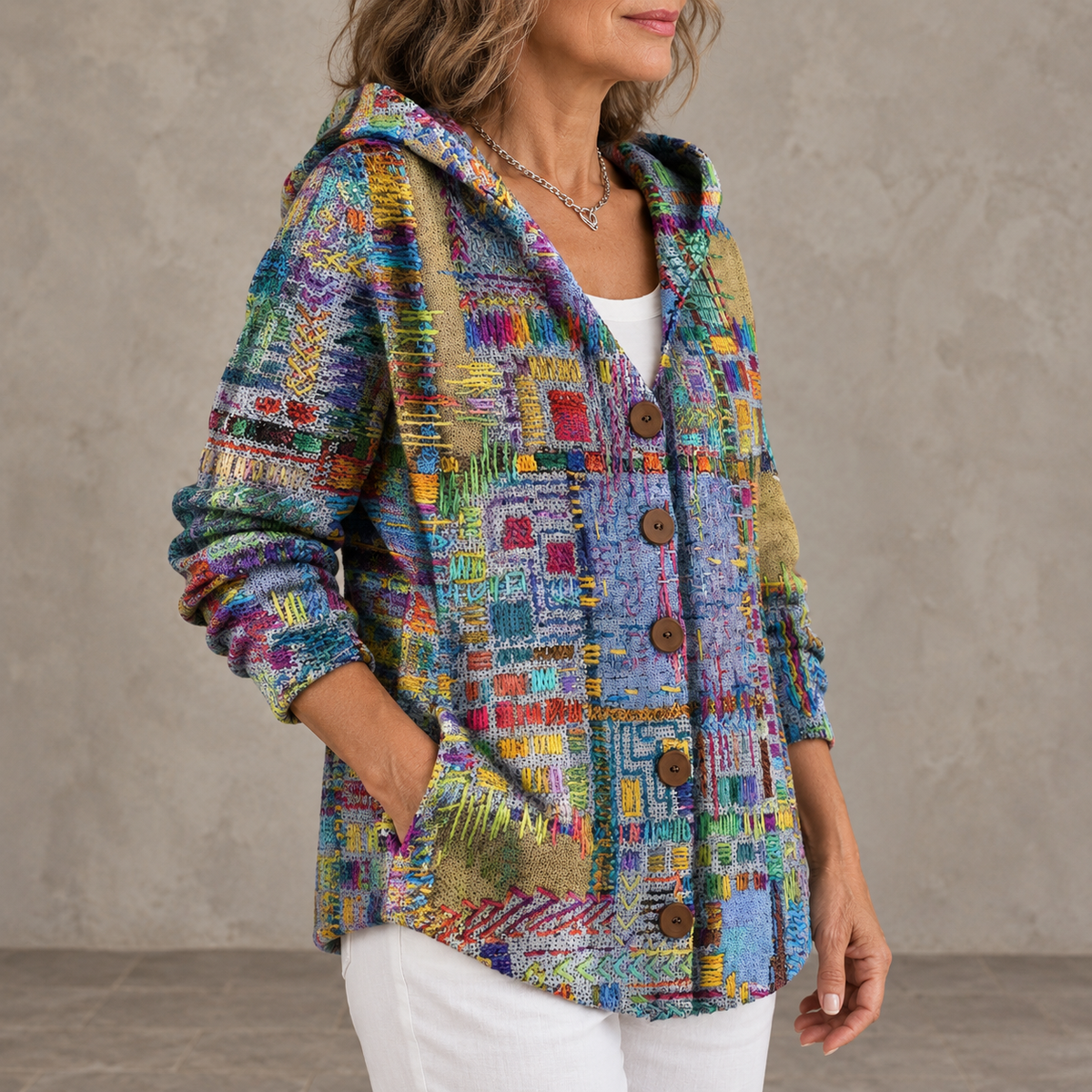 Marinella | Giacca in Maglia con Cappuccio