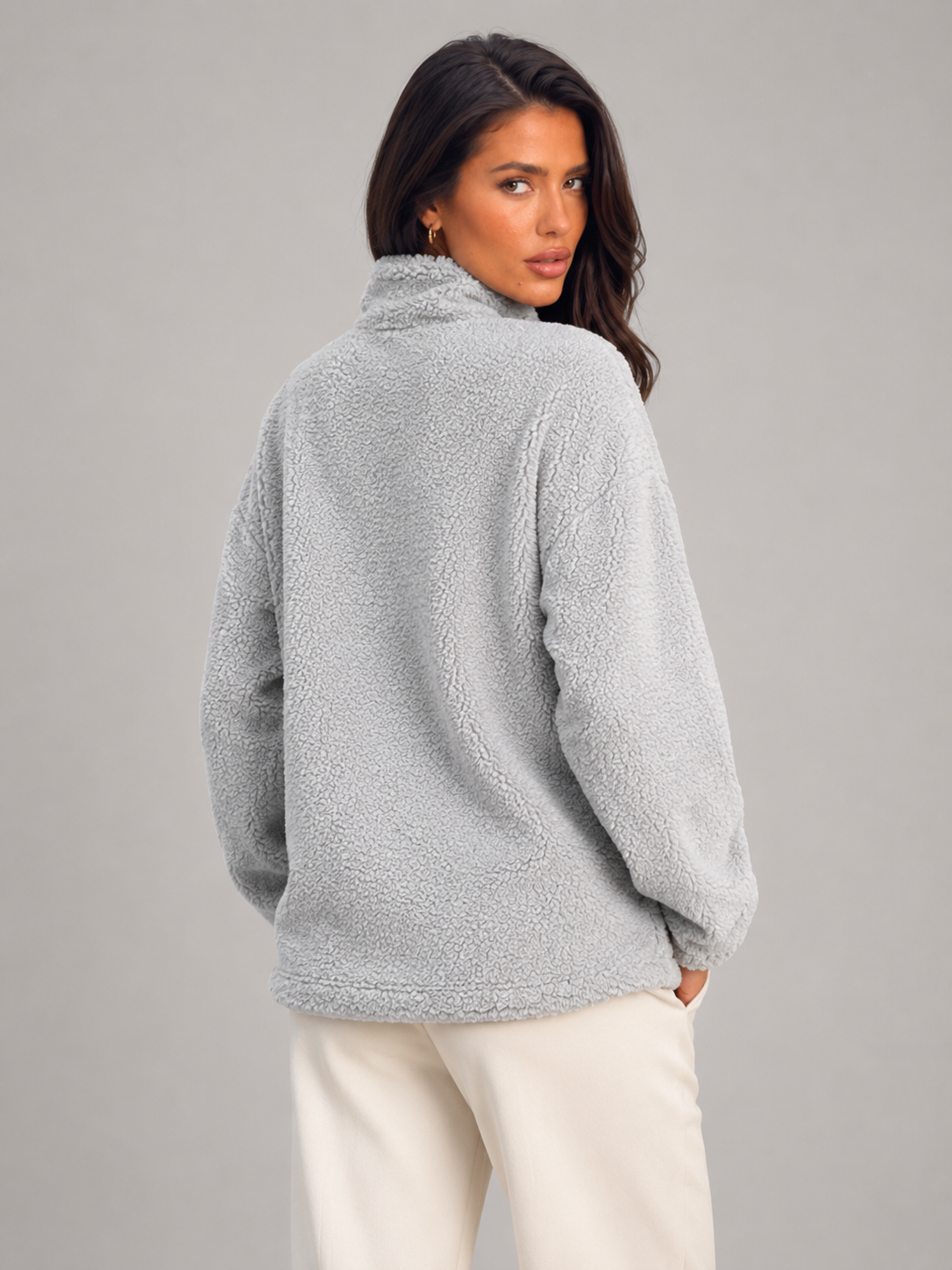 Maglione Donna a Collo Alto in Maglia Spazzolata