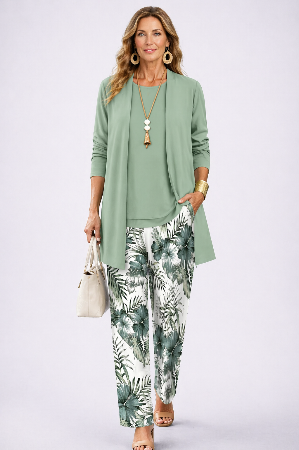 Loredana | Completo Donna 3 Pezzi Verde e Bianco