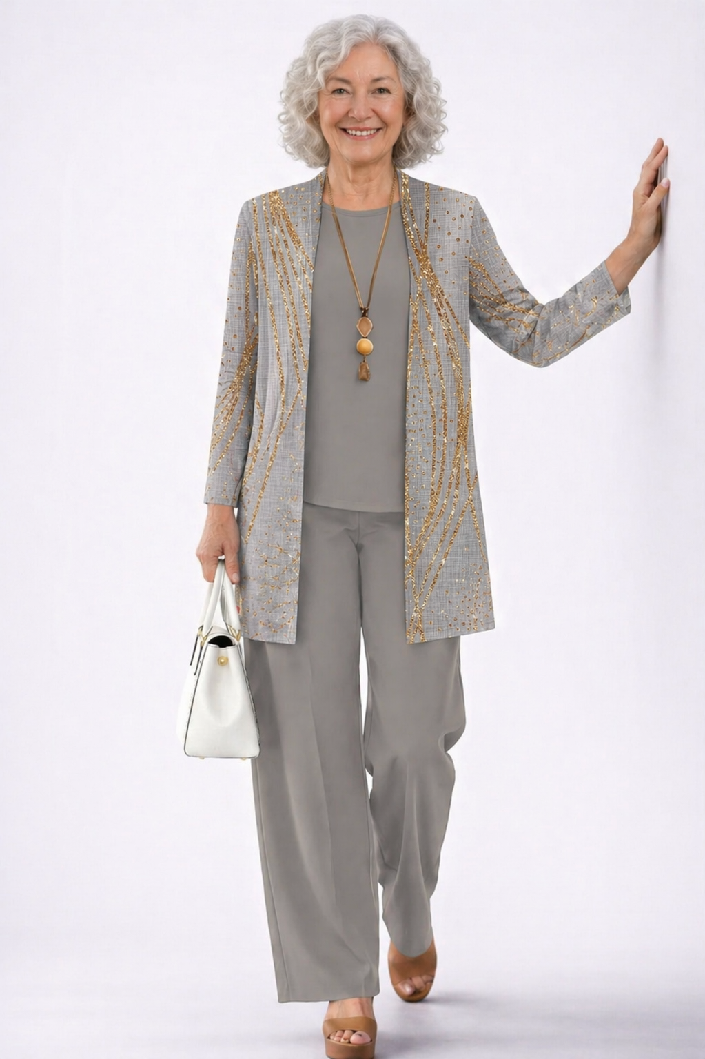 Allegra | Completo Donna 3 Pezzi Blu e Marmo Oro