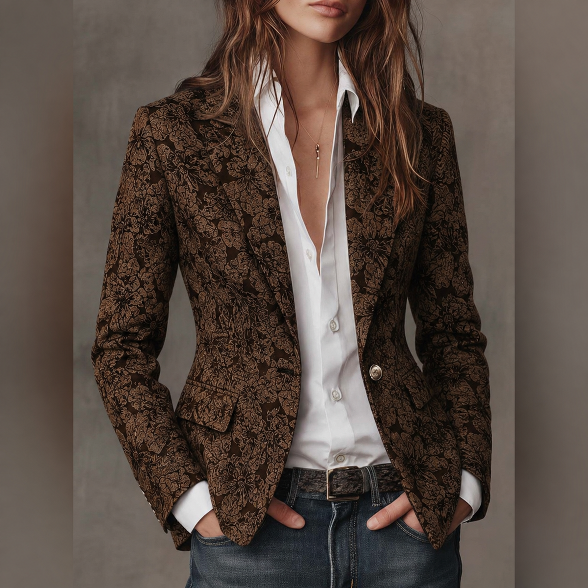 Georgina | Blazer Fitted in Jacquard Paisley