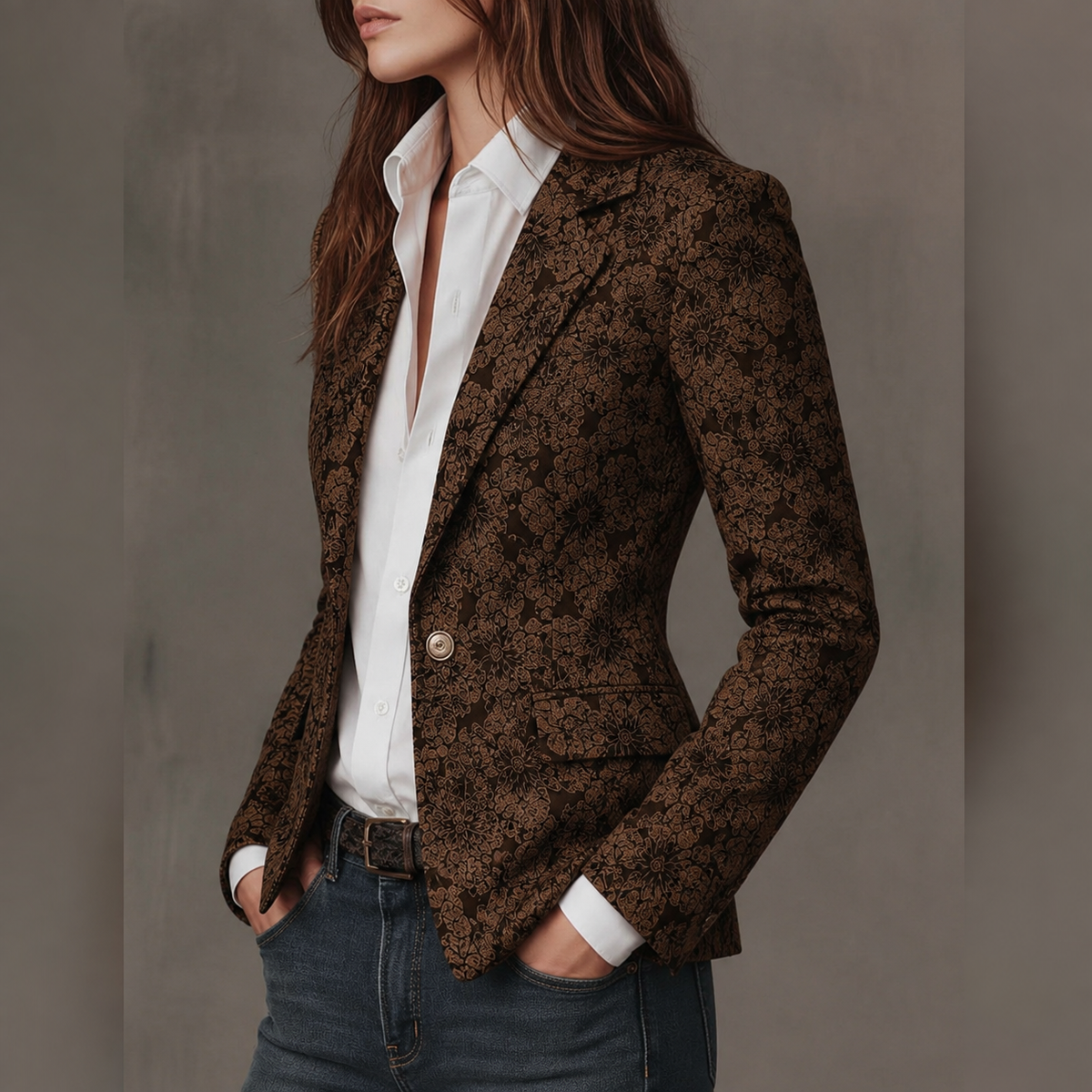 Georgina | Blazer Fitted in Jacquard Paisley