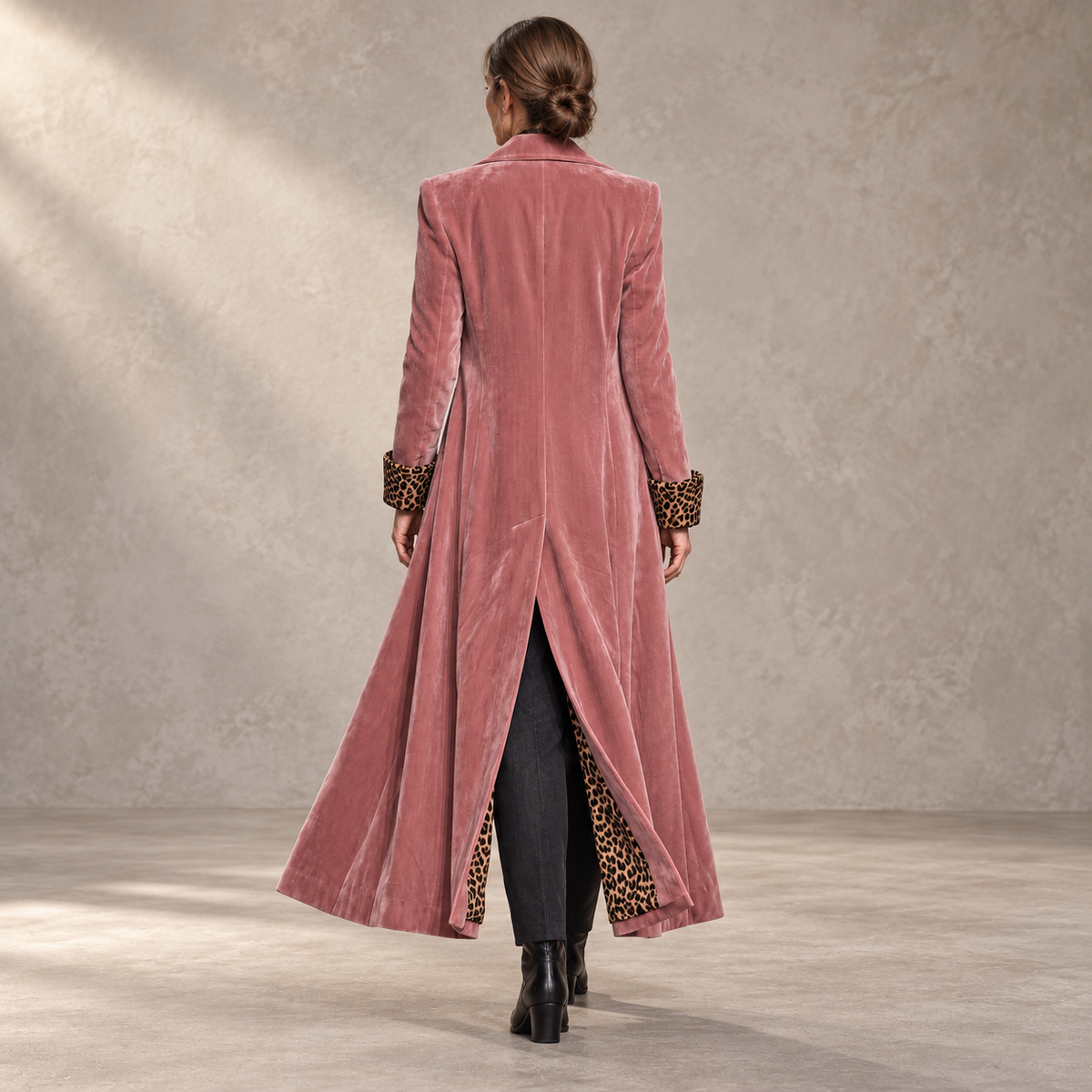 Madison | Cappotto lungo con dettagli leopardati