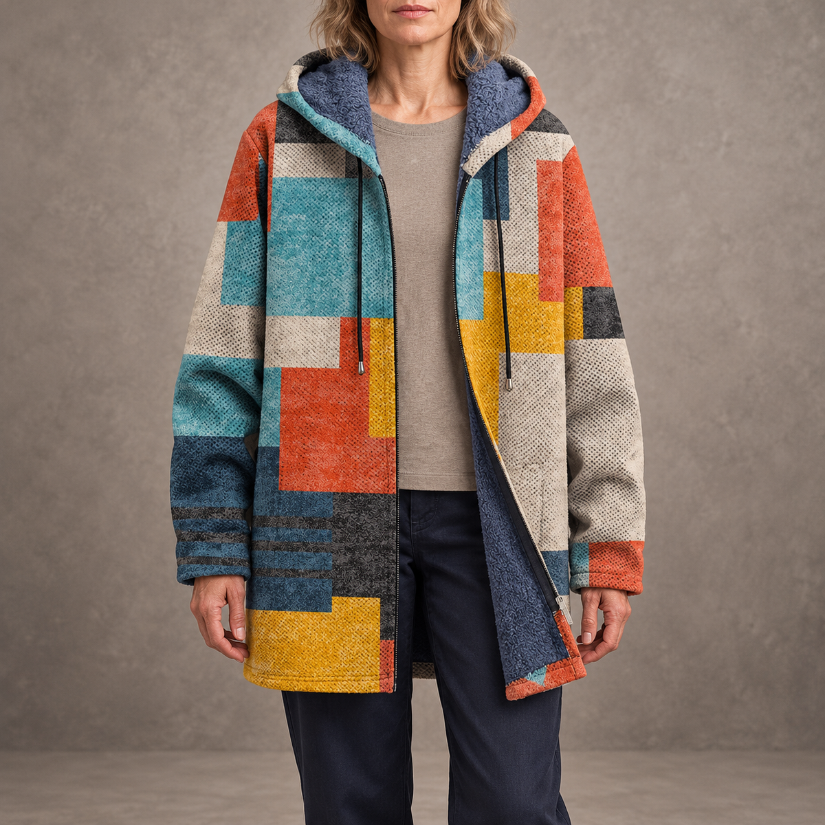Aria | Cappotto boho a blocchi di colore