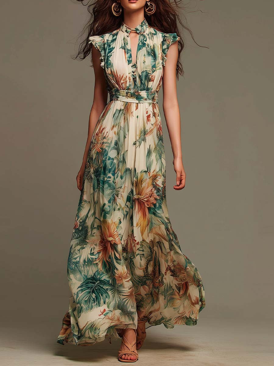 Evelyn | Abito Maxi Botanico Tropicale