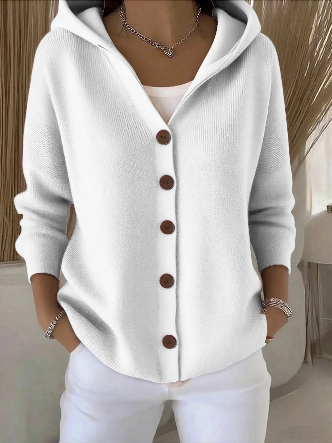 Rosalia | Cardigan con cappuccio e bottoni