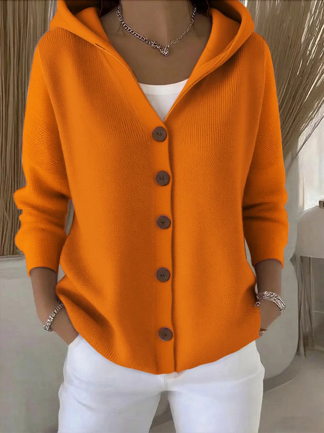 Rosalia | Cardigan con cappuccio e bottoni