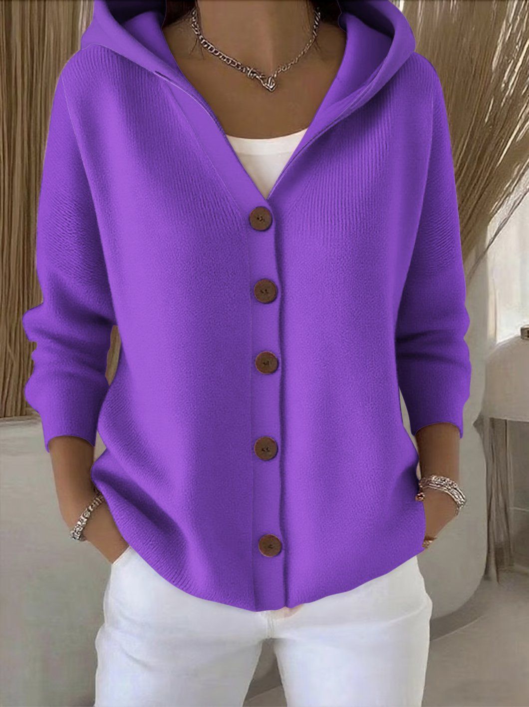 Rosalia | Cardigan con cappuccio e bottoni