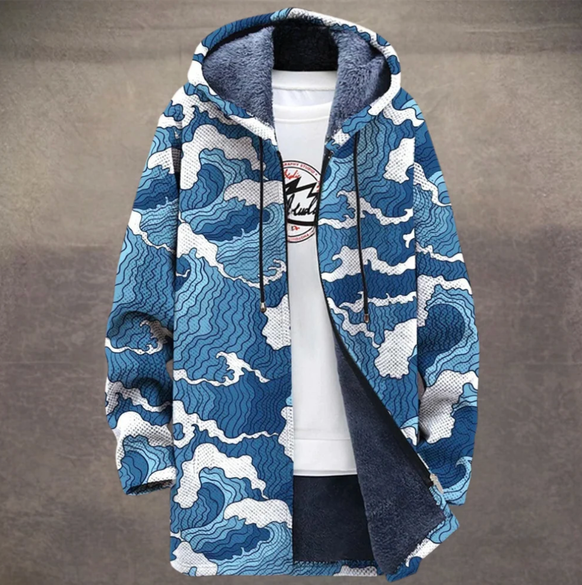 Onda | Cappotto con stampa onde blu