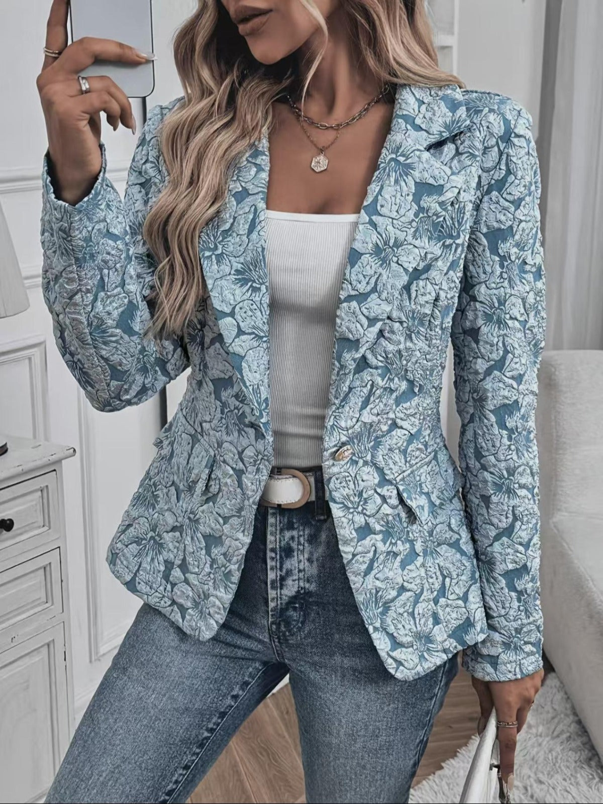 Georgina | Blazer Fitted in Jacquard Paisley