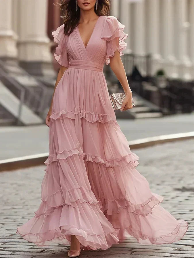 Zoe | Abito Maxi da Cerimonia Rosa Elegante