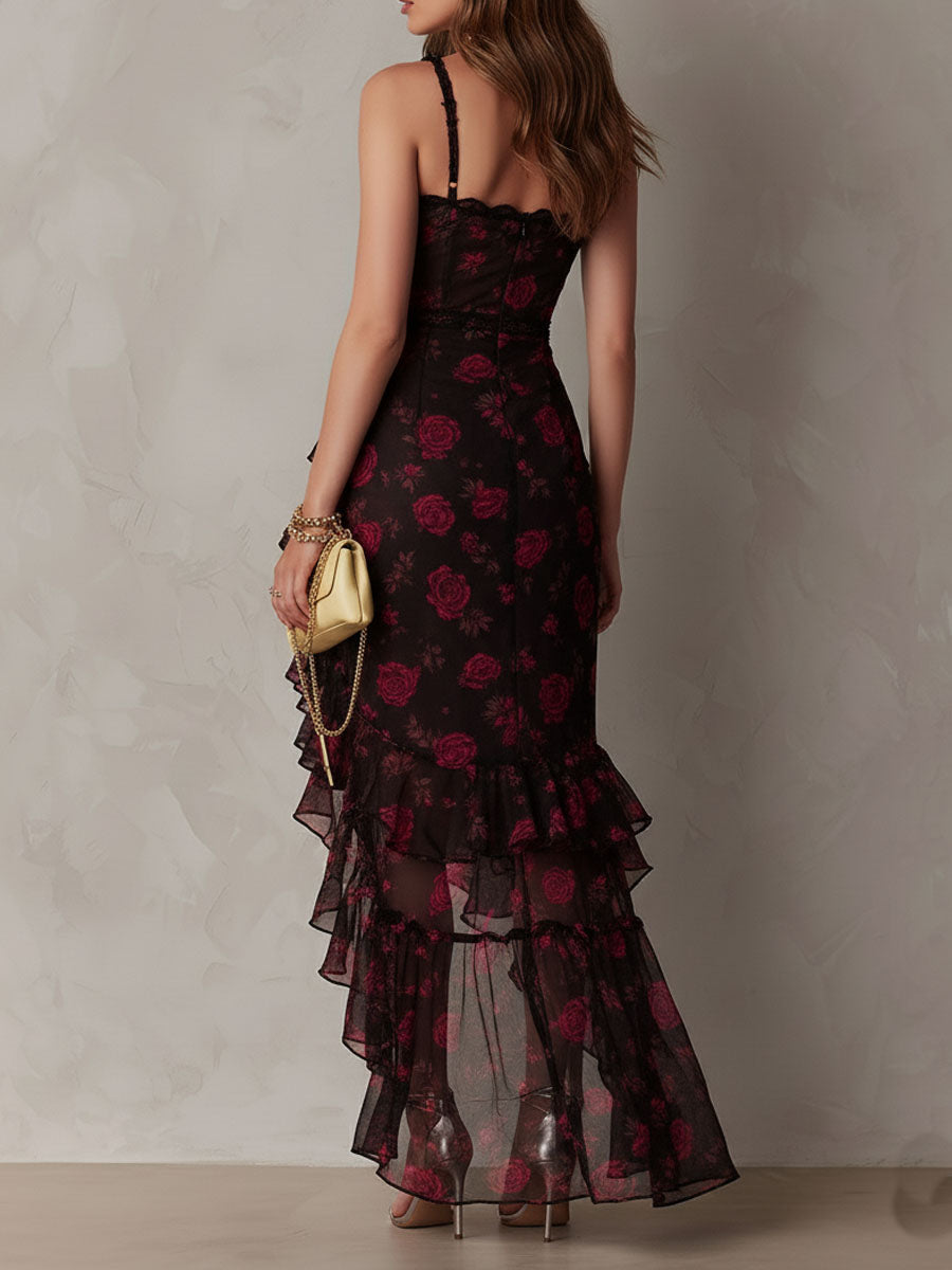 Lowe | Abito Midi Floreale Arricciato con Balza da Donna