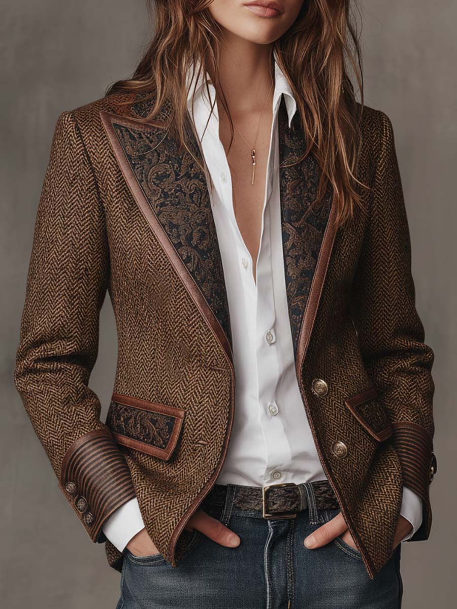 Theodora | Blazer in Pannello a Spina di Pesce