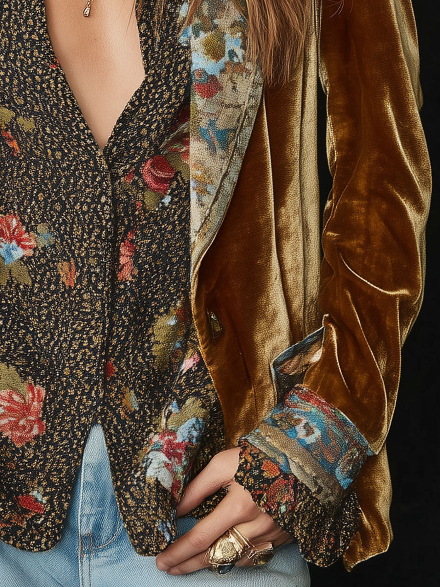 Rosamund | Blazer Vintage con Patchwork Floreale
