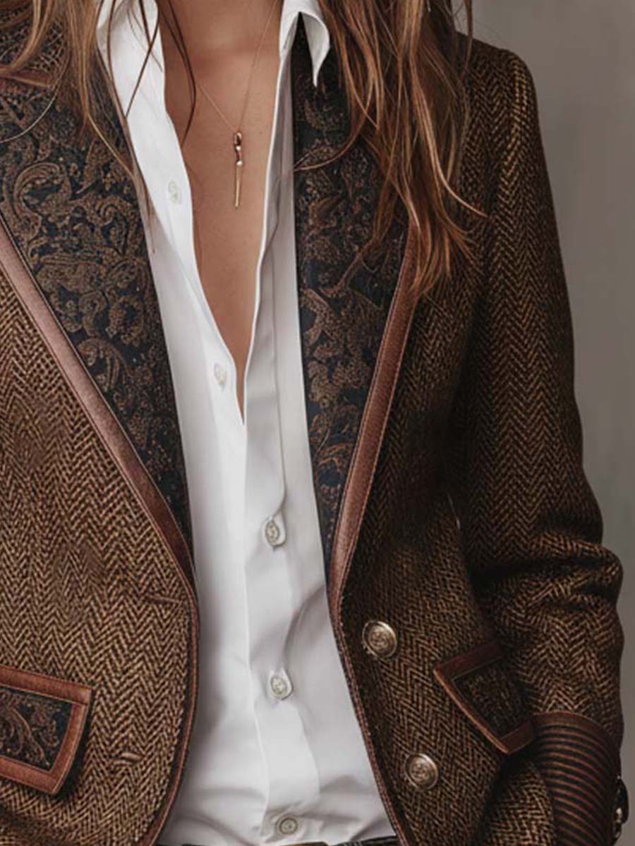Theodora | Blazer in Pannello a Spina di Pesce