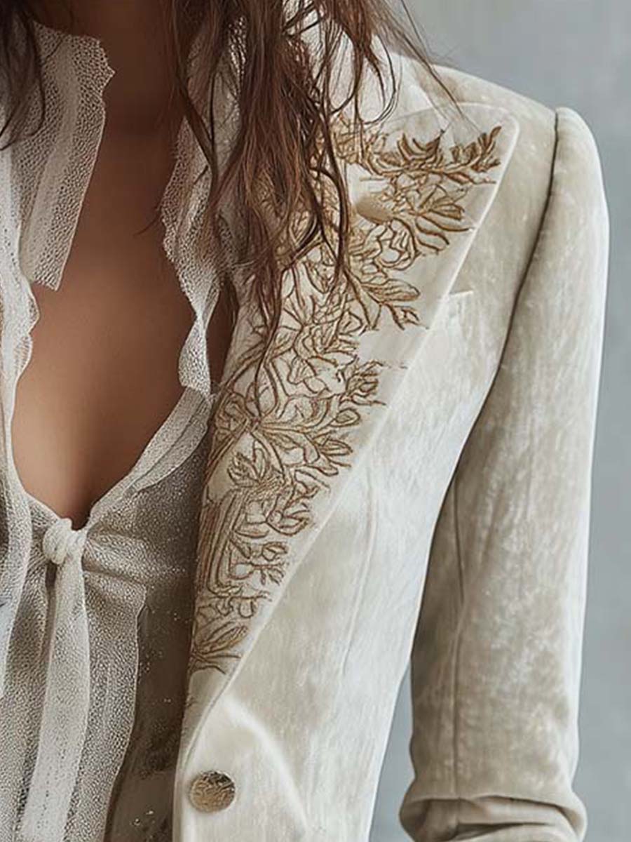 Cordelia | Blazer Tailored Ricamato Avorio