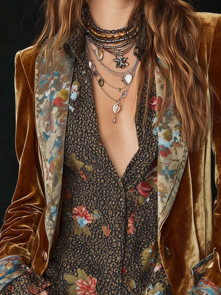 Rosamund | Blazer Vintage con Patchwork Floreale