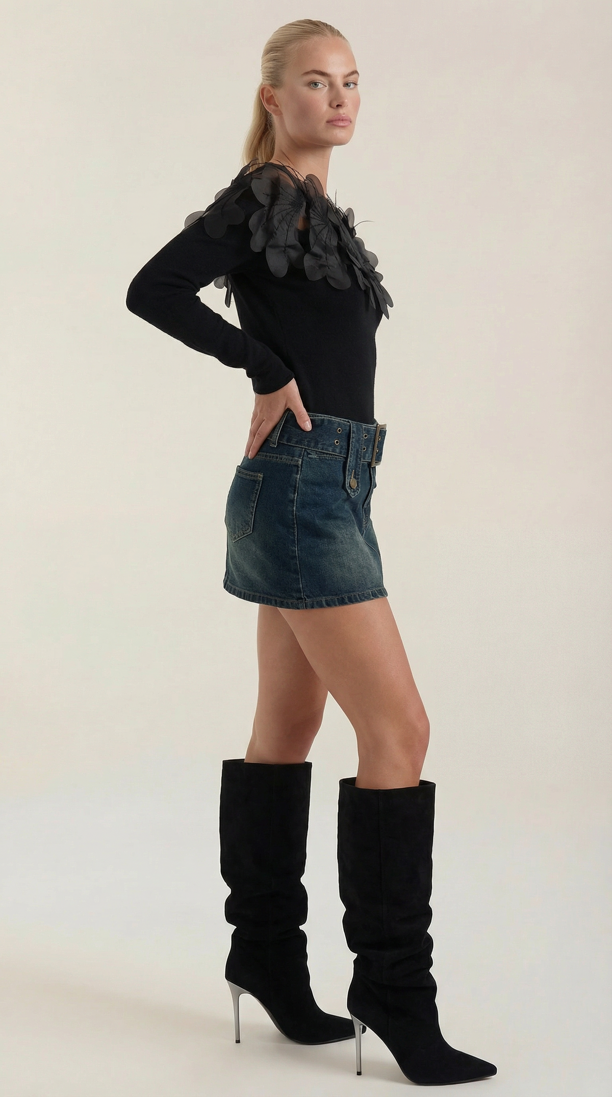Maglione Donna con Colletto di Piume