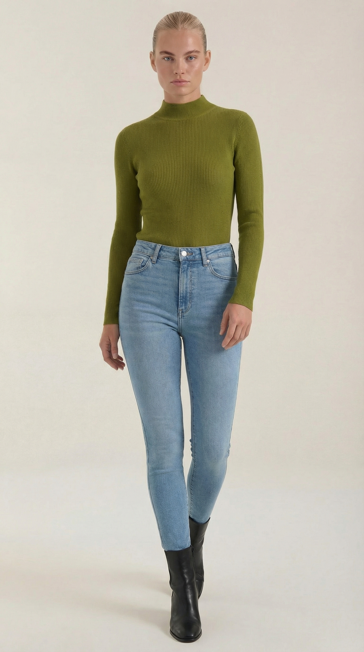 Maglia Donna a Collo Alto in Misto Cotone