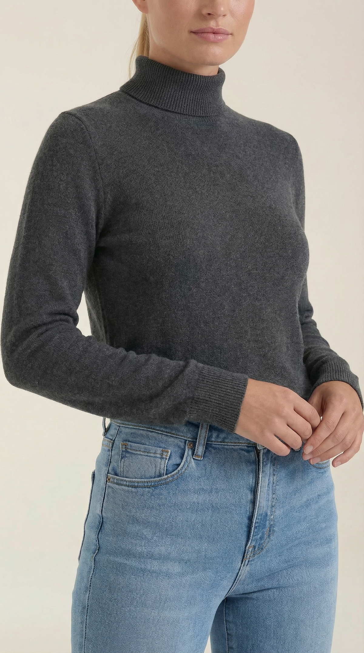 Maglia Donna a Collo Alto in Misto Cotone