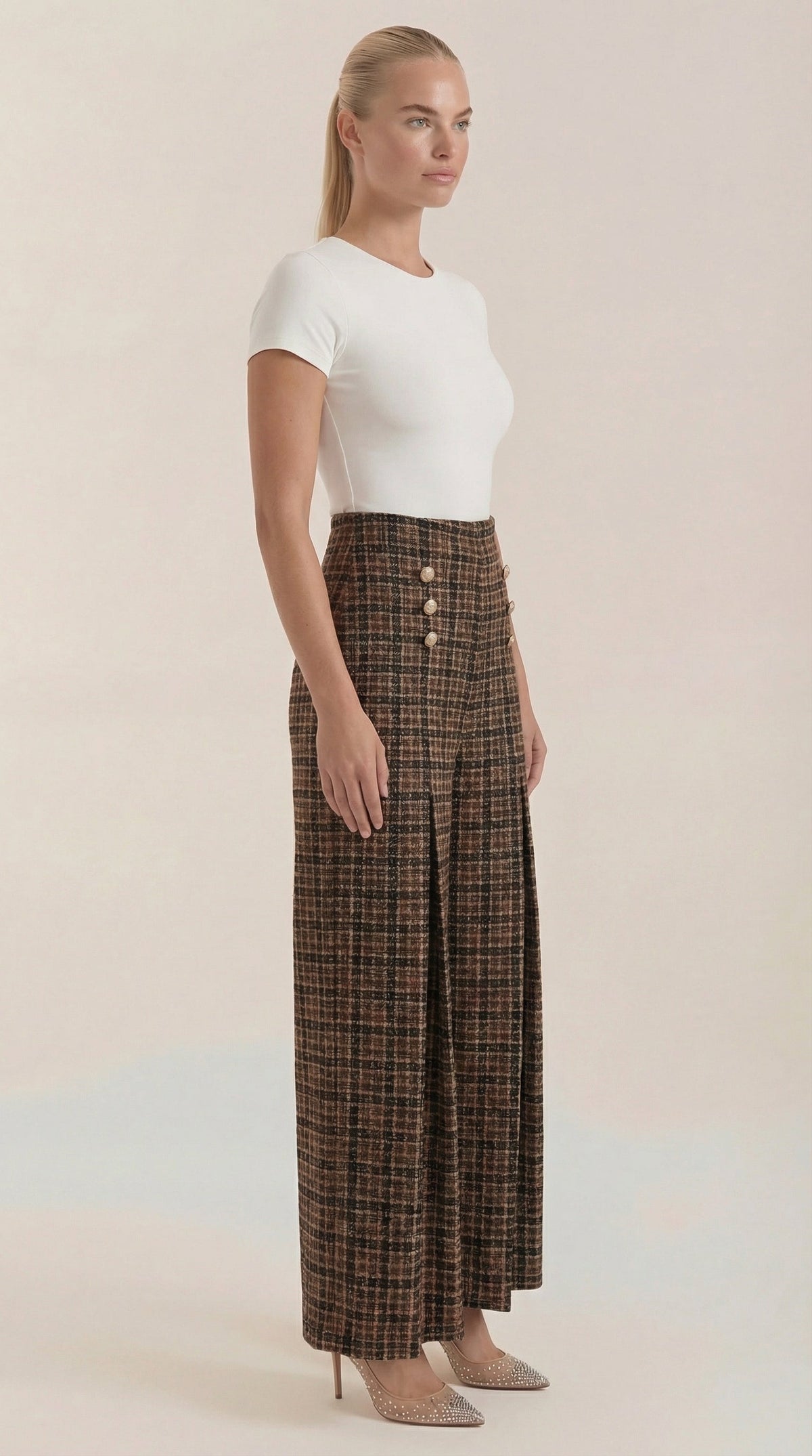 Pantaloni a Palazzo Donna a Quadri