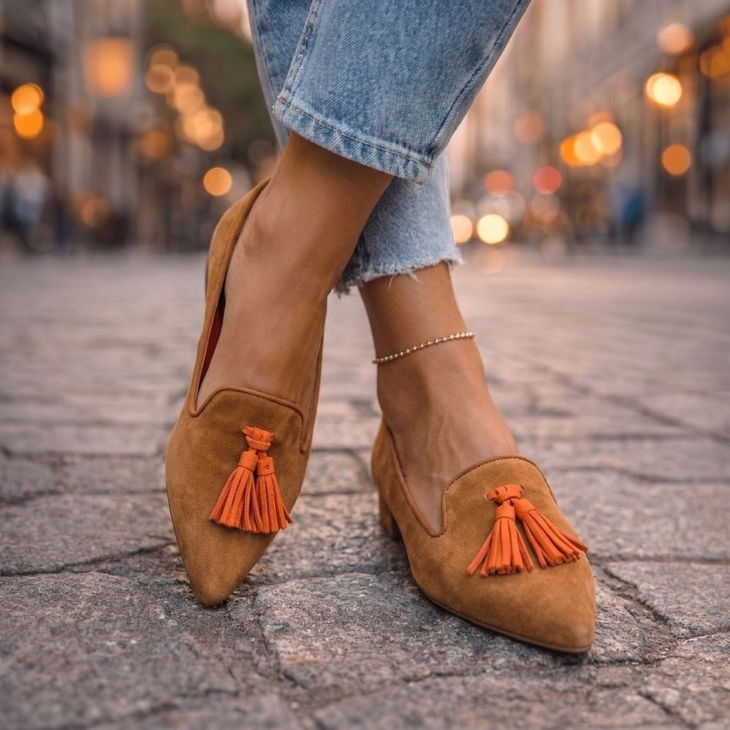 Alessia | Ballerine a Punta in Suede con Nappine