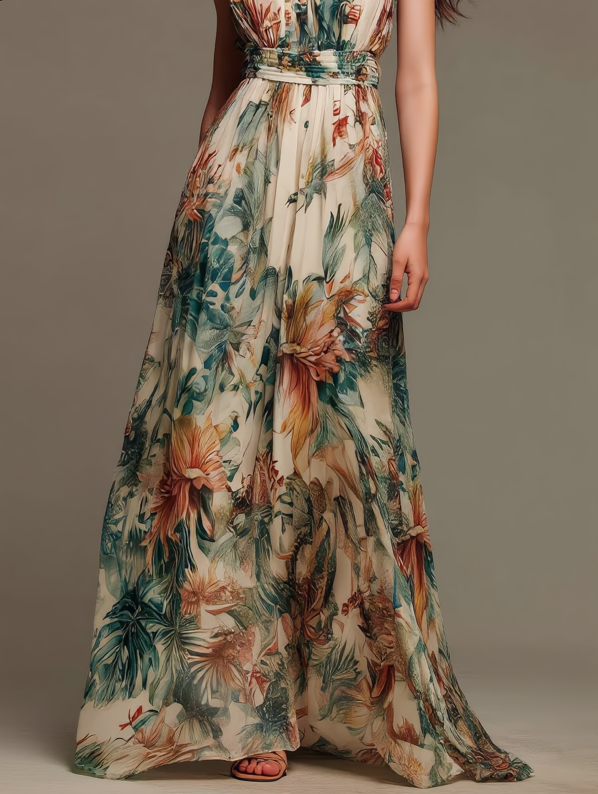 Evelyn | Abito Maxi Botanico Tropicale